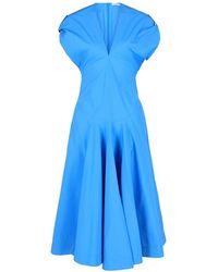 Ferragamo - Cotton Poplin Midi Dress - Lyst