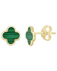 Italian Gold - 14K Malachite Clover Studs - Lyst