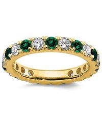 Lab Grown Gemstones - 14K 2.65 Ct. Tw. Lab-Grown Diamond & Lab-Grown Emerald Eternity Ring - Lyst
