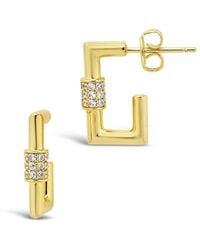 Sterling Forever - 14k Plated Cz Carabiner Hoops - Lyst
