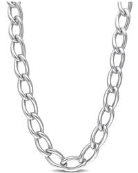 Italian Silver - Hollow Link Chain Necklace - Lyst