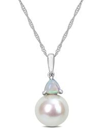 Rina Limor - 10k 0.38 Ct. Tw. Ethiopian Opal & 8-8.5mmmm Pearl Drop Pendant - Lyst