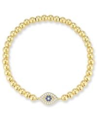 Sphera Milano - 14k Over Silver Cz Eye Beaded Stretch Bracelet - Lyst