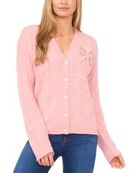 Cece - Cable V Neck Cardigan - Lyst