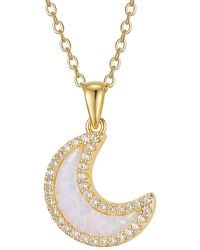 Genevive Jewelry - Rachel Glauber 14K Plated Cz Pendant Necklace - Lyst
