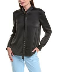 BCBGMAXAZRIA - Belted Collar Satin Top - Lyst