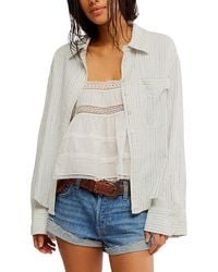 Free People - Striped Linen-Blend Laurel Top - Lyst