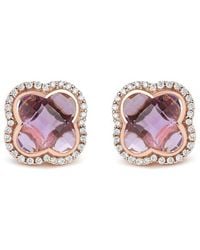 Haus of Brilliance - Colorful Gemstones 18K Rose 7.02 Ct. Tw. Diamond & Amethyst Stud Earrings - Lyst