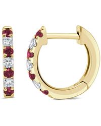 Sabrina Designs - 14k 0.21 Ct. Tw. Diamond & Ruby Huggie Earrings - Lyst