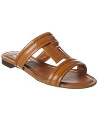 Tod's - Tods Double T Leather Sandal - Lyst