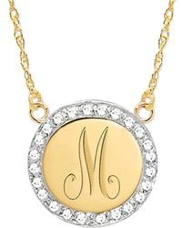 Jane Basch - 14k 0.12 Ct. Tw. Diamond Border Engraved Pendant Initial Necklace (a-z) - Lyst