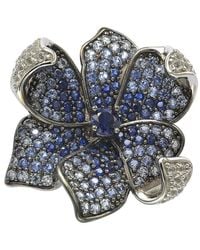 Suzy Levian - Silver 0.02 Ct. Tw. Diamond & Sapphire Brooch - Lyst