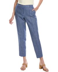 Anne Klein - Straight Linen-blend Ankle Pant - Lyst