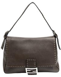 Fendi - Chocolate Grained Leather Selleria Mama Baguette (Authentic Pre- Owned) - Lyst