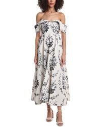 Rebecca Taylor - Emblem Fleur Print On Poly Faille A-Line Dress - Lyst