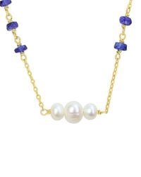 Rina Limor - 2.50 Ct. Tw. Sapphire & 4-6.5 Mm Pearl Bead Necklace - Lyst