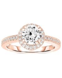 Genevive Jewelry - 14k Rose Over Silver Cz Ring - Lyst