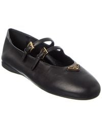 Prada - Leather Ballerina Flat - Lyst