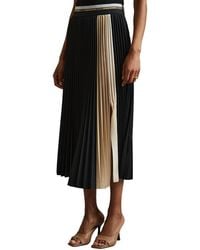 Reiss - Iris Contrast Waistband Pleated Skirt - Lyst