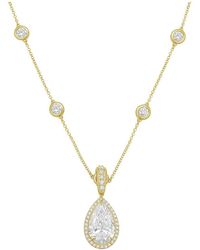 Diana M. Jewels - Diana M. 14K 12.00 Ct. Tw. Lab-Grown Diamond Halo Pendant - Lyst