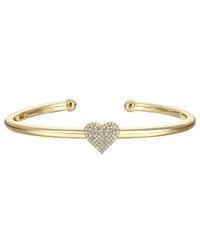 Rachel Glauber - 14k Plated Cz Heart Bangle Bracelet - Lyst