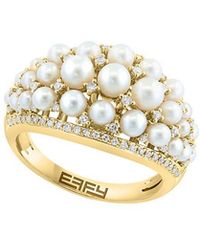 Effy Fine Jewelry - 14K 0.30 Ct. Tw. Diamond & 2,2.3, 2.5,3,3.5Mm Pearl Ring - Lyst