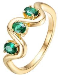 Genevive Jewelry - Rachel Glauber 14K Plated Cz Three Stone Ring - Lyst