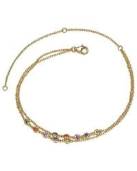Rachel Glauber - 14k Over Silver Cz Layered Rolo Chain Ankle Bracelet - Lyst