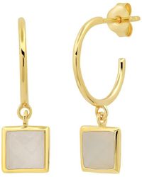 MAX + STONE - Max + Stone 14k Over Silver 1.70 Ct. Tw. Moon Stone Half Hoop Earrings - Lyst