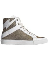 Zadig & Voltaire - High Flash Sparkle Leather Sneaker - Lyst