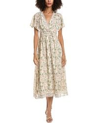 Max Studio - V-Neck Flutter Sleeve Midi Dress - Lyst