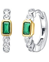 Genevive Jewelry - Rachel Glauber Plated Cz Hoop Earrings - Lyst