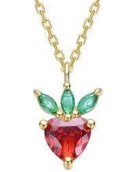Genevive Jewelry - 14K Plated Cz Pendant Necklace - Lyst