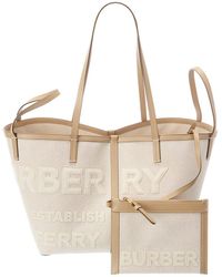 Burberry Mini Horseferry Canvas Tote - Natural