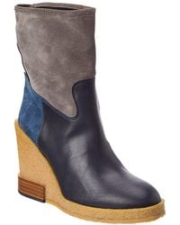 Tod's - Leather & Suede Wedge Boot - Lyst
