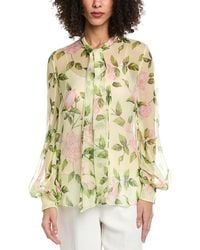 Oscar de la Renta - Tie-Detail English Roses Silk Top - Lyst