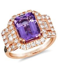 Le Vian - Semi Precious 14K Rose 3.34 Ct. Tw. Diamond & Amethyst Ring - Lyst