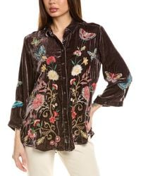 Johnny Was - Velvet Kimono Sleeve Silk-Blend Shirt - Lyst