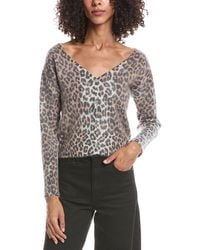 Brodie Cashmere - Belle Brushed Leopard Button Back Cashmere Sweater - Lyst