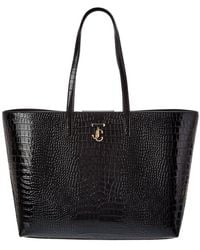 Jimmy Choo - Jc Logo Large Croc-Embossed Leather Shopping Tote - Lyst