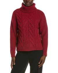 Halston - Turtleneck Cableknit Sweater - Lyst