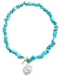 Savvy Cie - 18K Plated 7-13Mm Pearl Toggle Necklace - Lyst