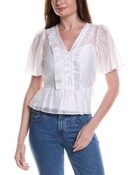 Vince Camuto - V-Neck Double Ruffle Button Down Shirt - Lyst