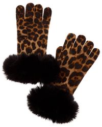 Sofiacashmere - Leopard Print Cashmere Gloves - Lyst