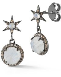 Banji Jewelry - Silver 2.53 Ct. Tw. Diamond & Moon Stone Drop Earrings - Lyst