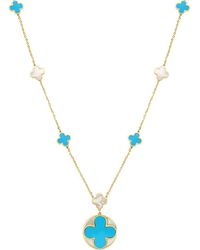 Italian Gold - 14K Gemstone Clover Pendant - Lyst