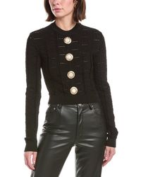 Balmain - Monogram Mesh Knit Cropped Pullover - Lyst