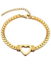 Adornia - 18K Plated Flat Curb Chain Heart Bracelet - Lyst