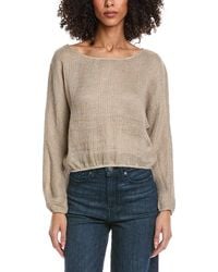 Leset - Stella Long Sleeve Blouson Linen-Blend Top - Lyst