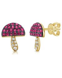 Sabrina Designs - 14k 0.39 Ct. Tw. Diamond & Pink Sapphire Mushroom Studs - Lyst